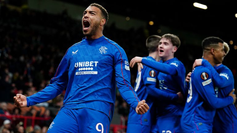 Cyriel Dessers thought he had secured a point for Rangers against Manchester United late on