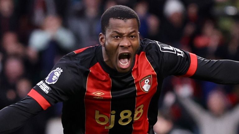 Dango Ouattara goes off to celebrate after doubling Bournemouth's lead against Nottingham Forest