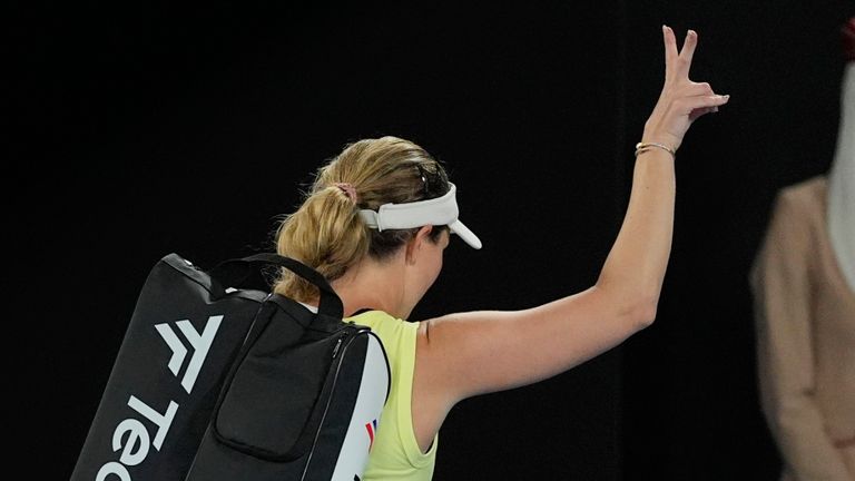 Danielle Collins gestured to the crowd after losing to Keys and getting knocked out of the Australian Open