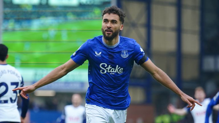 Everton's Dominic Calvert-Lewin celebrates scoring their side's first goal of the game