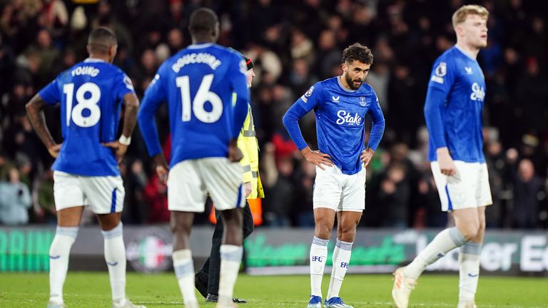 Everton's Dominic Calvert-Lewin after the Premier League match at the Vitality Stadium, Bournemouth. Picture date: Saturday January 4, 2025. PA Photo. See PA story SOCCER Bournemouth. Photo credit should read: Zac Goodwin/PA Wire...RESTRICTIONS: EDITORIAL USE ONLY No use with unauthorised audio, video, data, fixture lists, club/league logos or "live" services. Online in-match use limited to 120 images, no video emulation. No use in betting, games or single club/league/player publications.