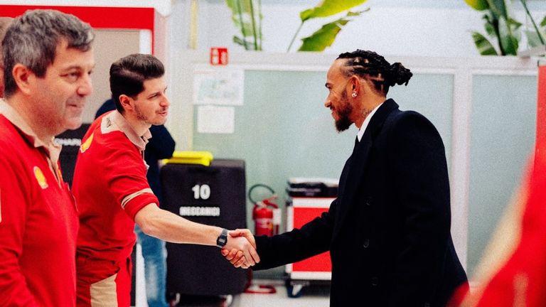 Lewis Hamilton's first day at Ferrari (Credit:Scuderia Ferrari)