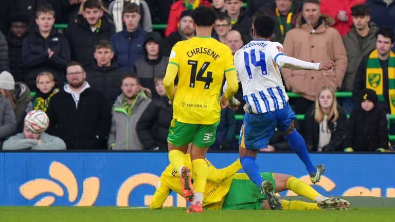 Georginio Rutter menggandakan keunggulan Brighton di Norwich