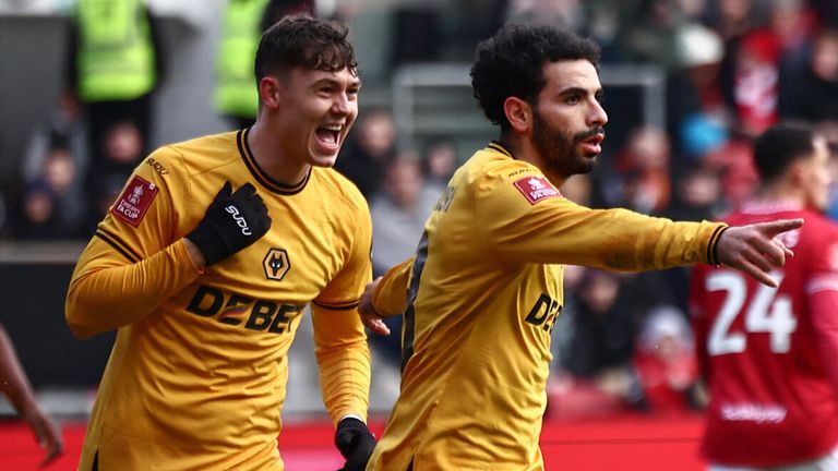 Rayan Ait-Nouri celebrates after giving Wolves an early lead at Bristol City