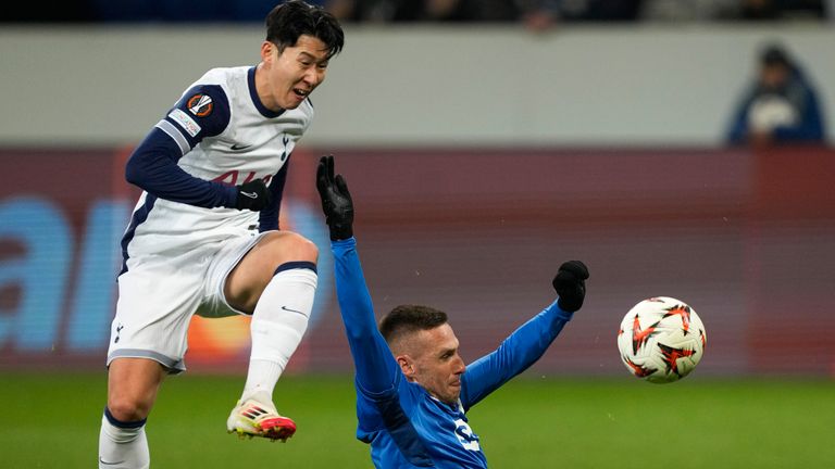 Tottenham's Heung-Min Son scores his side's second goal against Hoffenheim