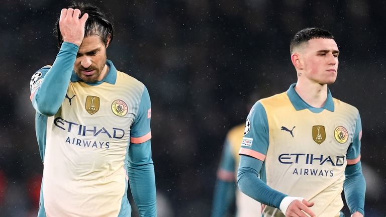 Manchester City's Jack Grealish and Phil Foden after the Champions League loss to Paris Saint-Germain