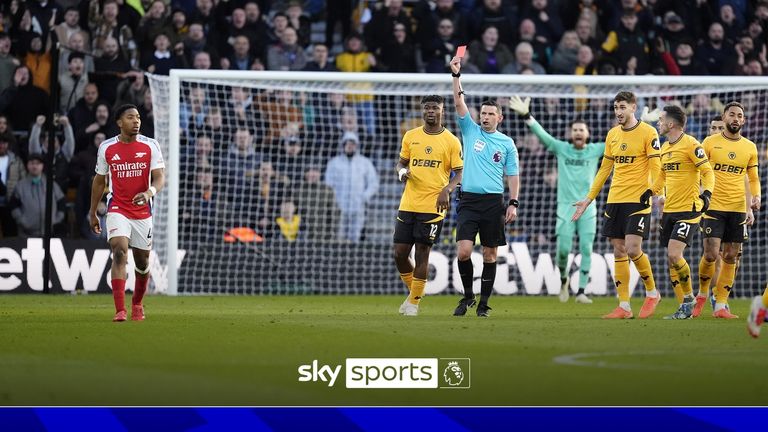 Despite scoring the winner in his side's 1-0 win at Wolves, Riccardo Calafiori couldn't hide his frustration at the controversial red card awarded to Myles Lewis-Skelly.