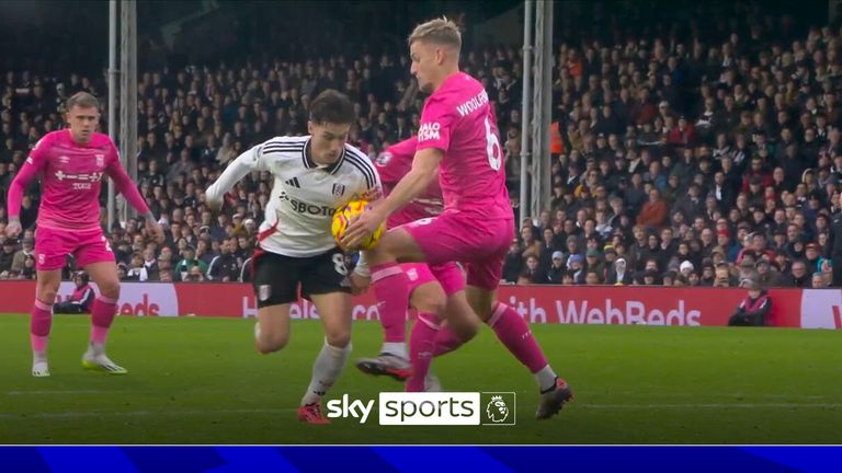 Did Ipswich Luke Woolfenden handle the ball in the penalty area against Fulham?