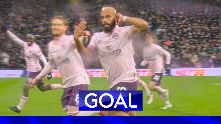 Bryan Mbeumo gets a second chance penalty after hitting the post as Crystal Palace&#39;s Dean Henderson encroaches, allowing for the striker to open the scoring for Brentford.