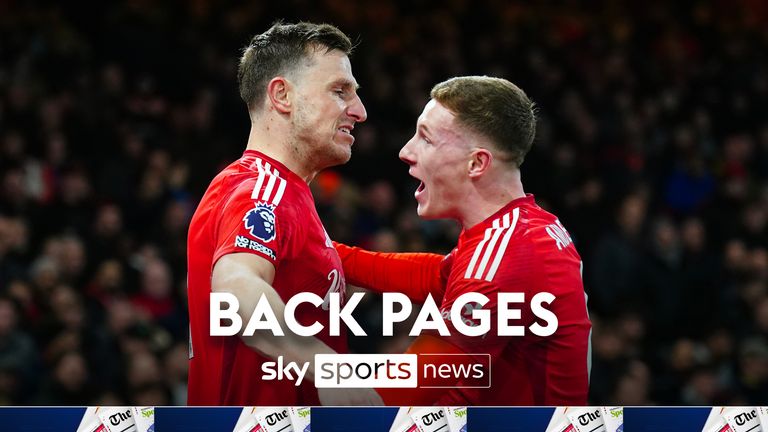 Nottingham Forest's Chris Wood celebrates after scoring the opening goal with Elliott Anderson during the Premier League match at The City Ground, Nottingham. Date taken: Tuesday, January 14, 2025.