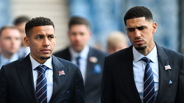 Rangers' James Tavernier (L) and Leon Balogun (R) could return against Aberdeen