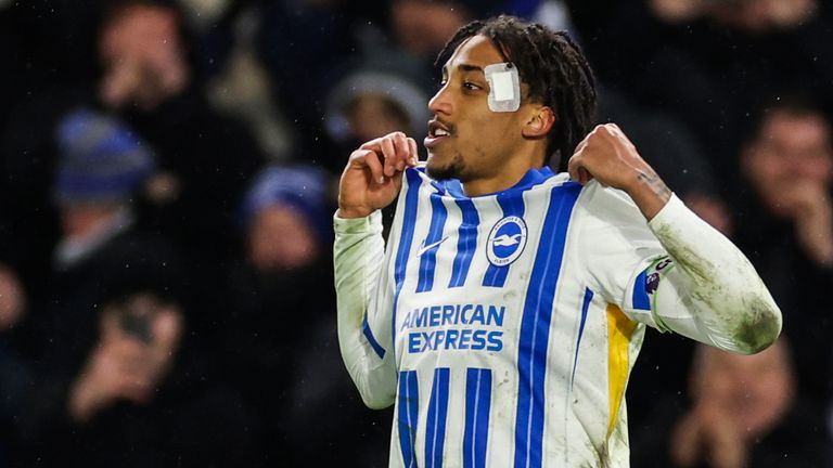 Brighton's Joao Pedro celebrates after scoring their equaliser from the penalty spot (AP Photo/Ian Walton)