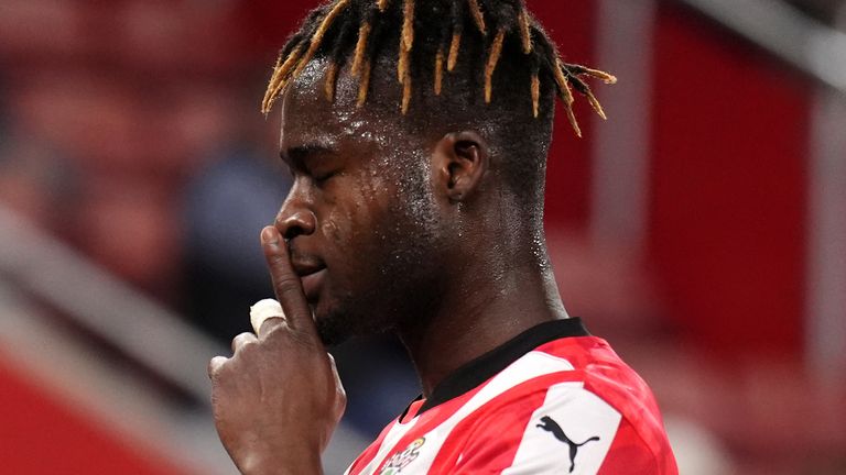 Southampton's Kamaldeen Sulemana scores their side's first goal of the game during the Emirates FA Cup third round match at St Mary's Stadium, Southampton. Picture date: Sunday January 12, 2025.