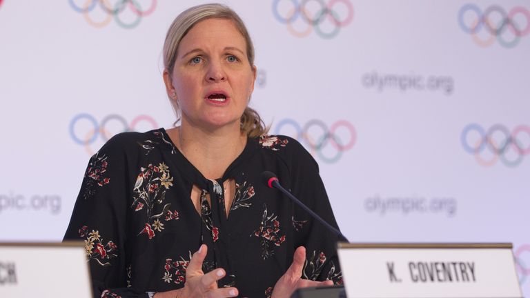 Lausanne, Switzerland - January 09, 2020: The International Olympic Committee, ILO, Executive Board Meeting with Kirsty Leigh Coventry at Lausanne headquarters. Press Conference, Sport, Use worldwide photo by: Mandoga Media/Picture-Alliance/DPA/AP Images