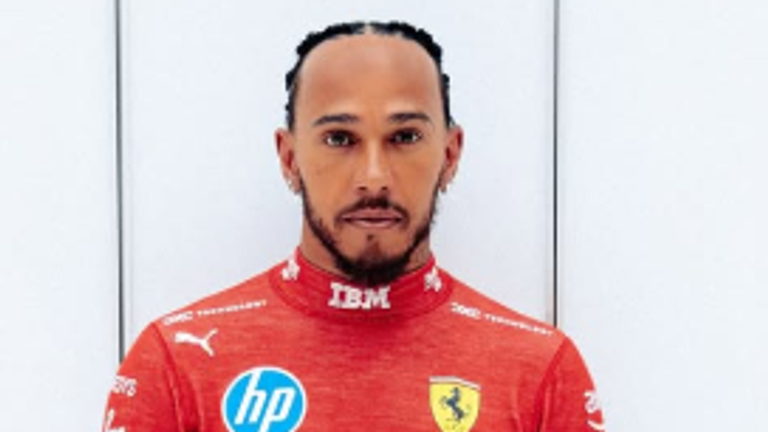 Lewis Hamilton's first image in Ferrari red (Credit: @Scuderia Ferrari)