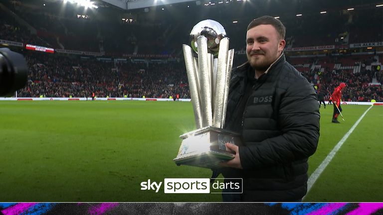 Littler with WDC trophy at Old Trafford