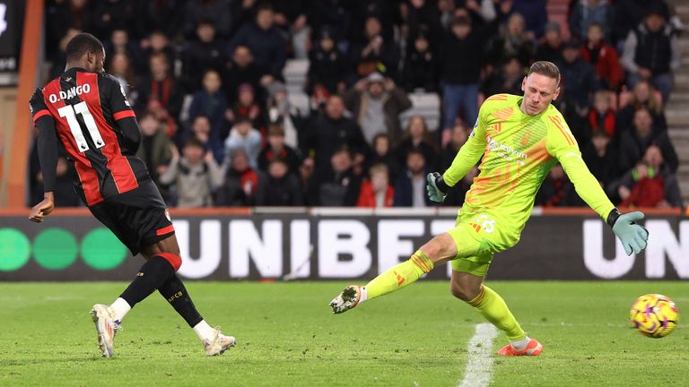 Dango Outtara completes his hat-trick and send Bournemouth 4-0 up against Nottingham Forest