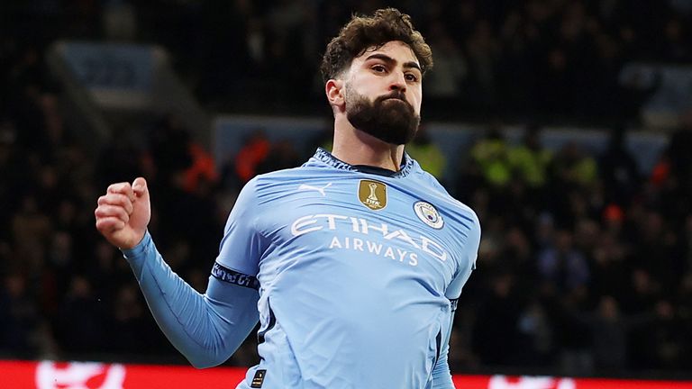 Josko Gvardiol celebrates after scoring Manchester City's equaliser against Chelsea