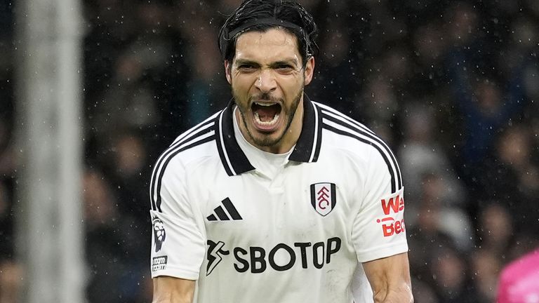 Fulham's Raul Jimenez celebrates after scoring his sides first goal from the penalty spot