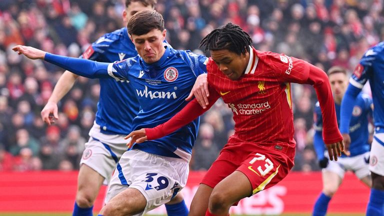 Rio Ngumoha in action for Liverpool against Accrington Stanley