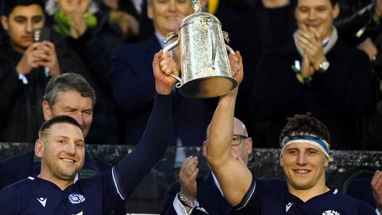 Finn Russell (L) and Rory Darge captained Scotland in last year's Six Nations