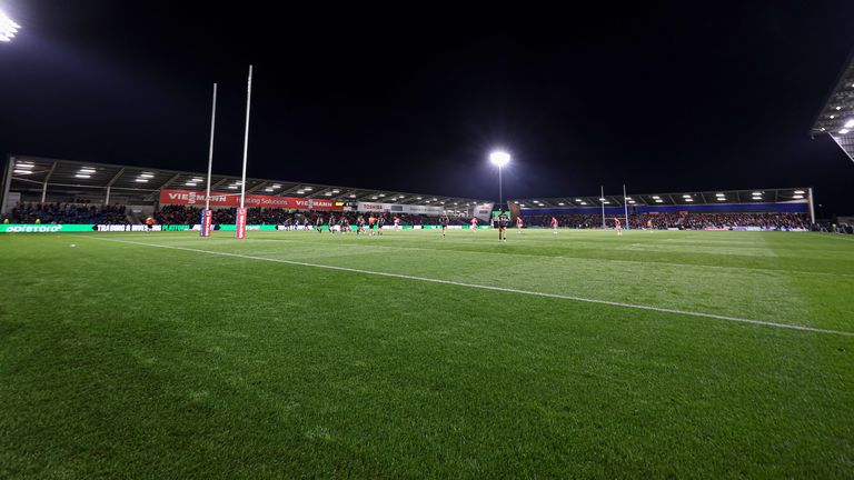 Picture by Paul Currie/SWpix.com - 27/09/2024 - Rugby League - Betfred Super League Eliminator - Salford Red Devils v Leigh Leopards - Salford Stadium, Eccles, England - A general view of the full stands during the match