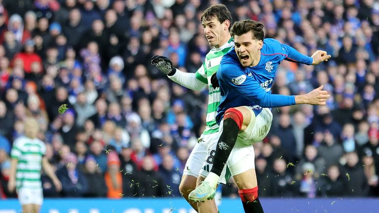 Ianis Hagi misses a chance to double Rangers' lead against Celtic