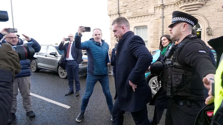 Former Scotland rugby captain Stuart Hogg leaving Selkirk Sheriff Court after his sentencing