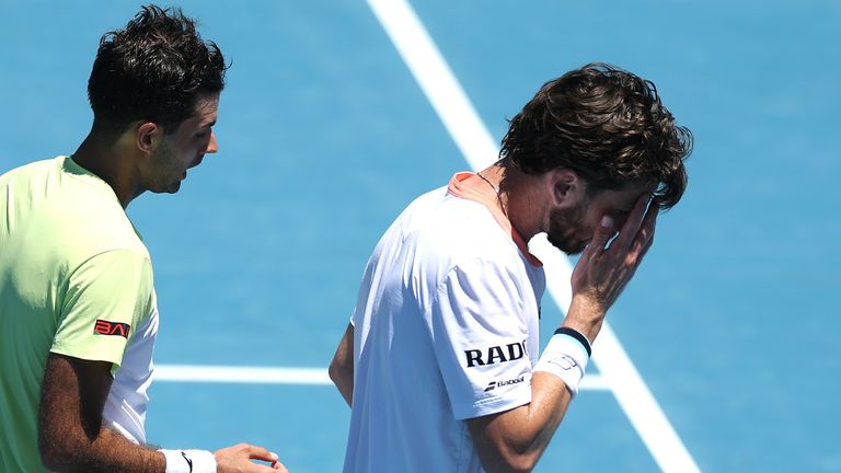 Cameron Norrie was warned for throwing his racquet into the crowd ahead of his first-round defeat in Auckland