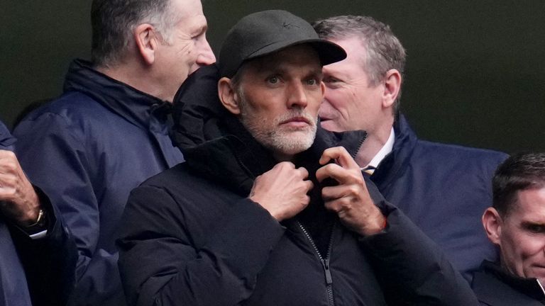 Manajer Inggris Thomas Tuchel di tribun di Stadion Tottenham Hotspur