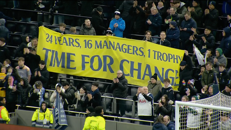 A section of Spurs fans unveiled a banner against Daniel Levy at full-time