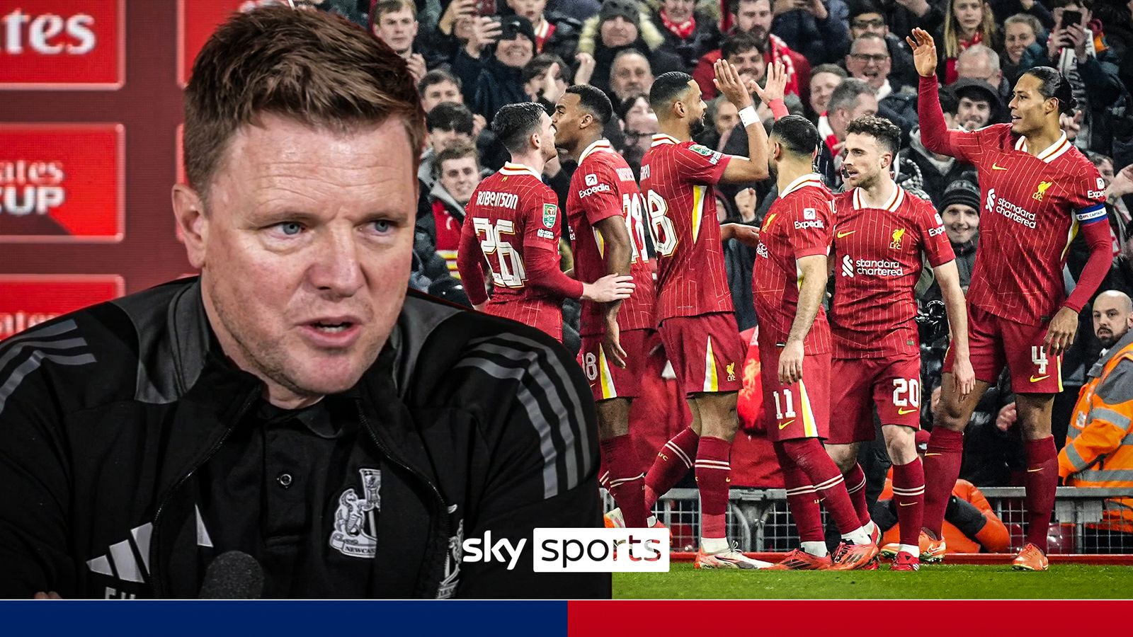 Howe anticipates 'mouth-watering tie' vs Liverpool in Carabao Cup final Howe anticipates 'mouth-watering tie' vs Liverpool in Carabao Cup final