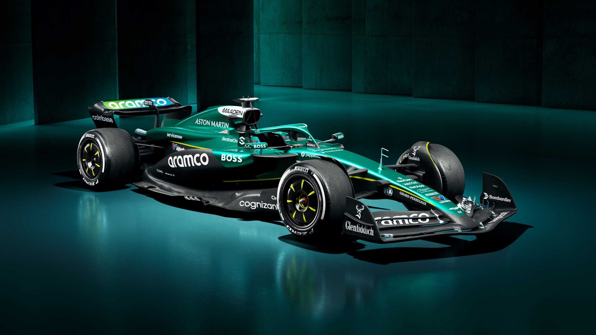 Dramatic scene of an F1 racing game featuring a Hollywood star character driving a Formula 1 car on the racetrack.