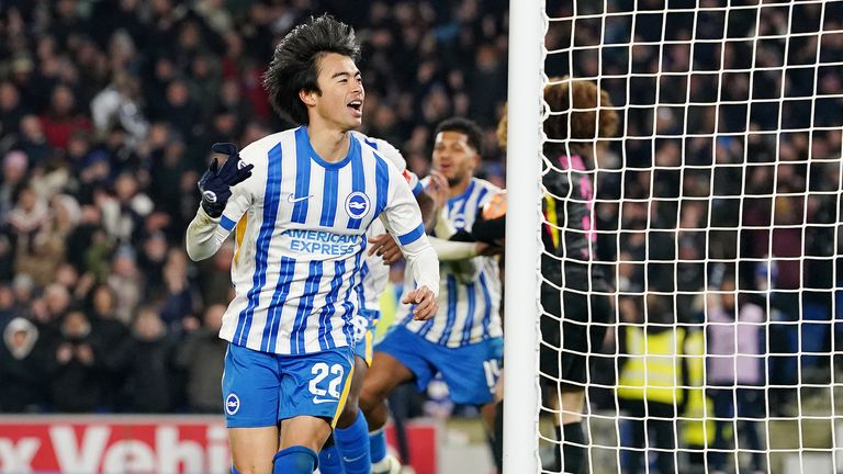 Kaoru Mitoma celebrates his second half winner