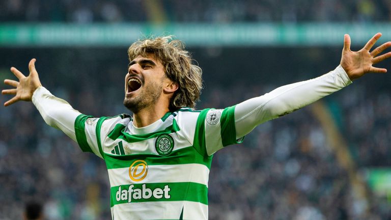 Celtic's Jota celebrates scoring to make it 2-0