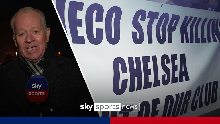 Sky Sports News&#39; Gary Cotterill gives the latest outside Stamford Bridge as a section of Chelsea fans display there unrest with the ownership as they feel there is a lack of passion and direction. 