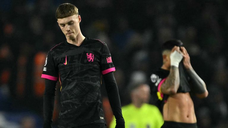 Cole Palmer shows the strain during Chelsea's loss at Brighton