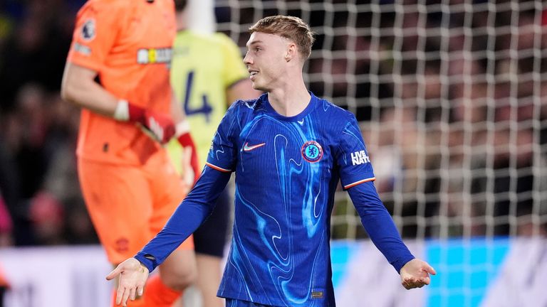 Chelsea's Cole Palmer reacts after a missed opportunity against Southampton