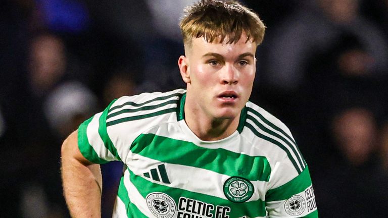 GLASGOW, SCOTLAND - DECEMBER 17: Celtic's Daniel Cummings during a Glasgow Cup Final match between Celtic B and Rangers B at Lesser Hampden, on December 17, 2024, in Glasgow, Scotland. (Photo by Ross MacDonald / SNS Group)