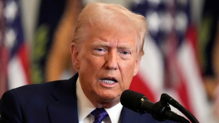 President Donald Trump speaks before signing Laken Riley in the Eastern Chamber of the White House, on Wednesday, January 29, 2025, in Washington. (AP Photo/Alex Brandon)