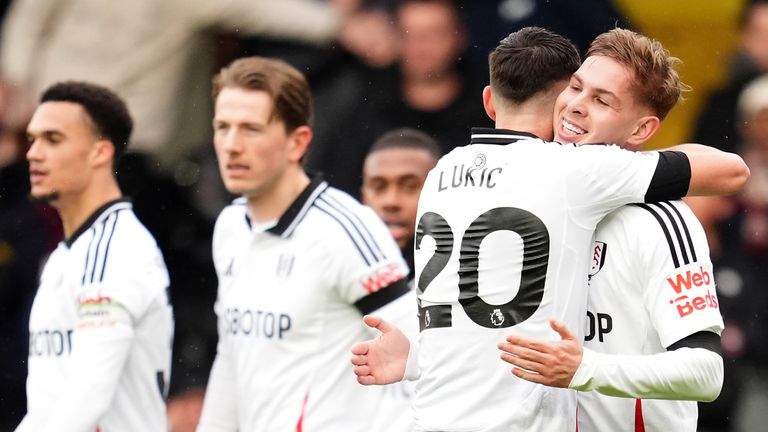 Fulham's Emile Smith Rowe celebrates scoring