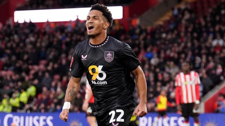 Marcus Edwards celebrates after giving Burnley a second-half lead at Southampton