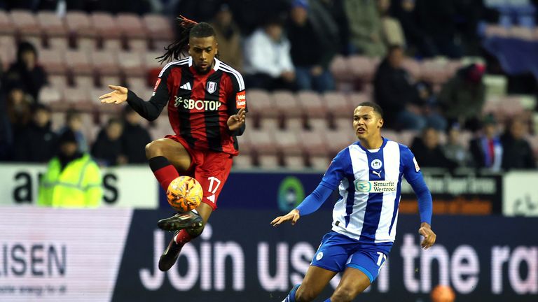 Alex Iwobi controls the ball during Fulham's win against Wigan in the FA Cup