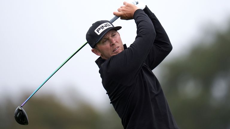 Seamus Power hits his tee shot on the second hole of the South Course at Torrey Pines during the first round of the Genesis Invitational