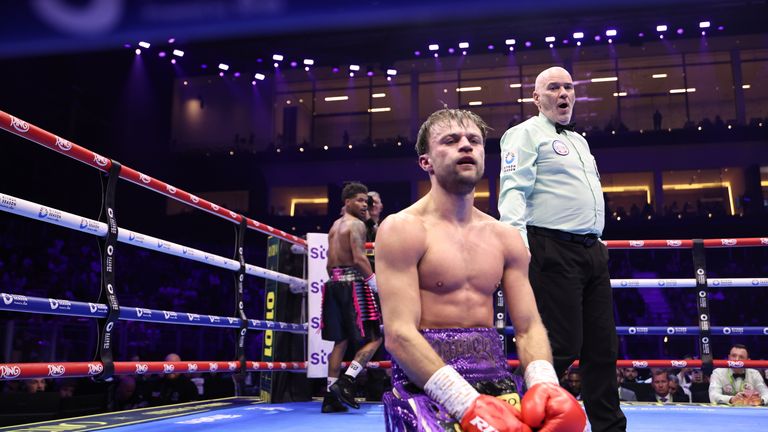 Brave Padley is left on the canvas (Photo: Leigh Dawney/Queensberry Promotions)