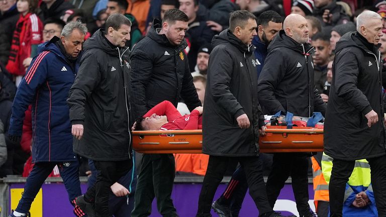 Lisandro Martinez was stretchered off against Crystal Palace