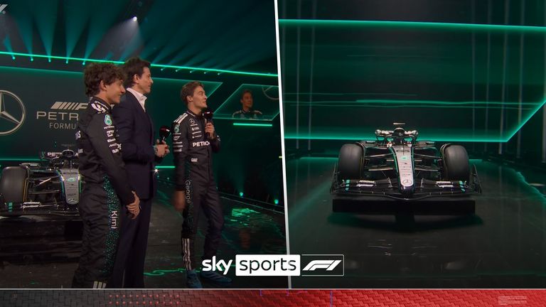 Mercedes decide mantener sus colores predominantemente negros mientras realizan una parada en boxes mientras muestran el W16