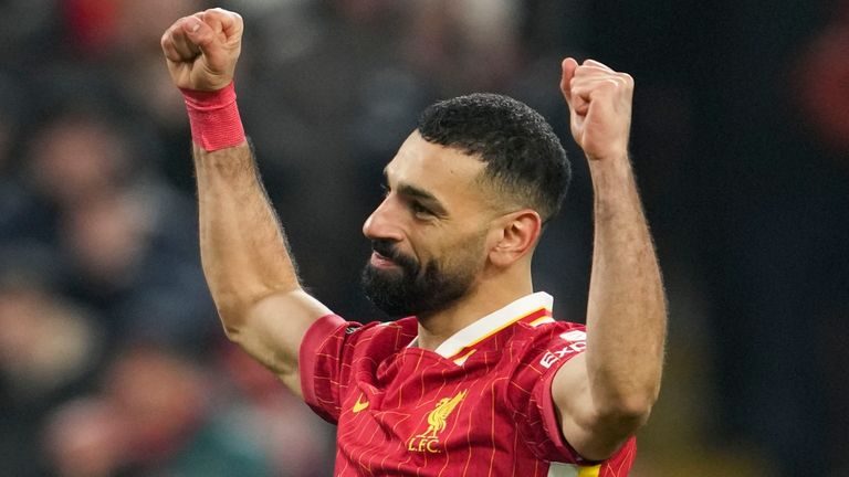 Mohamed Salah dari Liverpool bereaksi selama pertandingan leg kedua semifinal Liga Liga Inggris antara Liverpool dan Tottenham