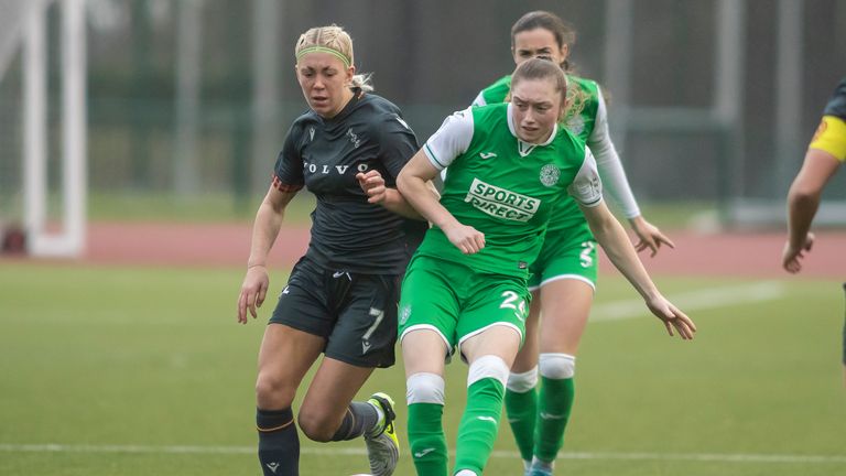 *** during the ScottishPower Womens Premier League. Hibernian FC vs Motherwell FC. Meadowbank Sports Centre, Edinburgh, 15/12/2024. Image Credit: Colin Poultney/SWPL