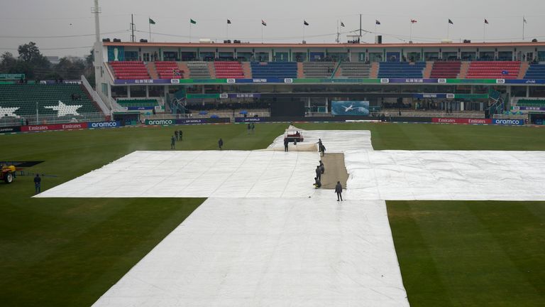 Rain in Rawalpindi delayed the start of Australia vs South Africa in ICC Champions Trophy Group B (Associated Press)